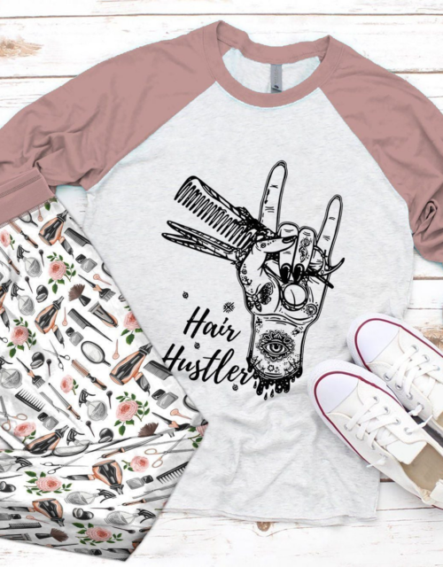 Hairstylist Pink Best Pajama Set |Sleepwear Pjs Sets | Raglan Shirt Pants Set