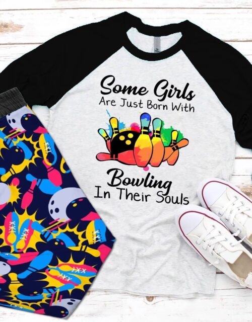 Bowling Set Bowling Soul Pajama Set |Sleepwear Pjs Sets | Raglan Shirt Pants Set